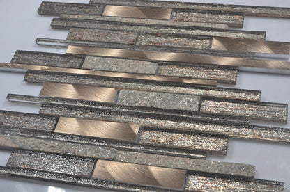 Mosaic Glass - Linear, Copper/Graphite, 300x300