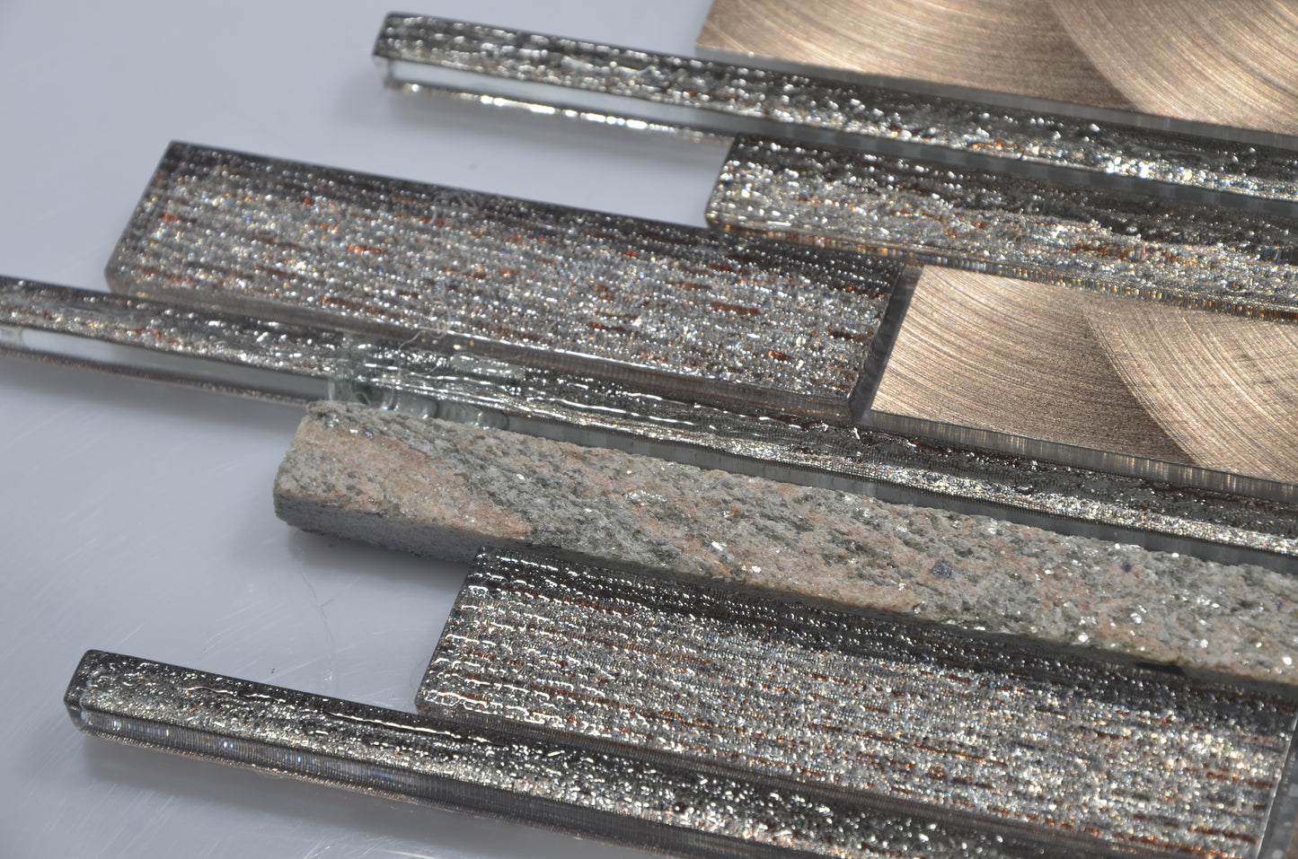 Mosaic Glass - Linear, Copper/Graphite, 300x300