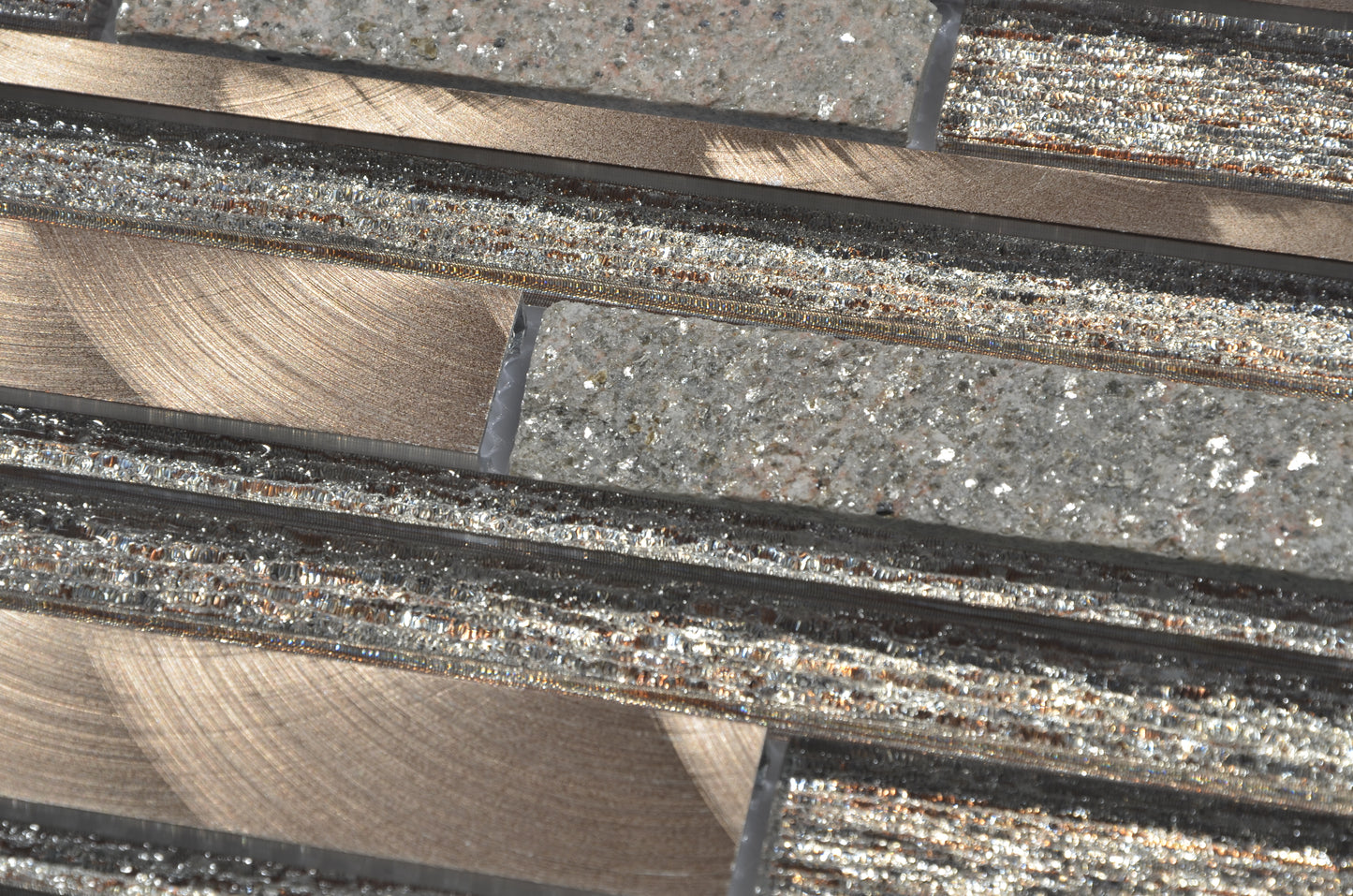 Mosaic Glass - Linear, Copper/Graphite, 300x300