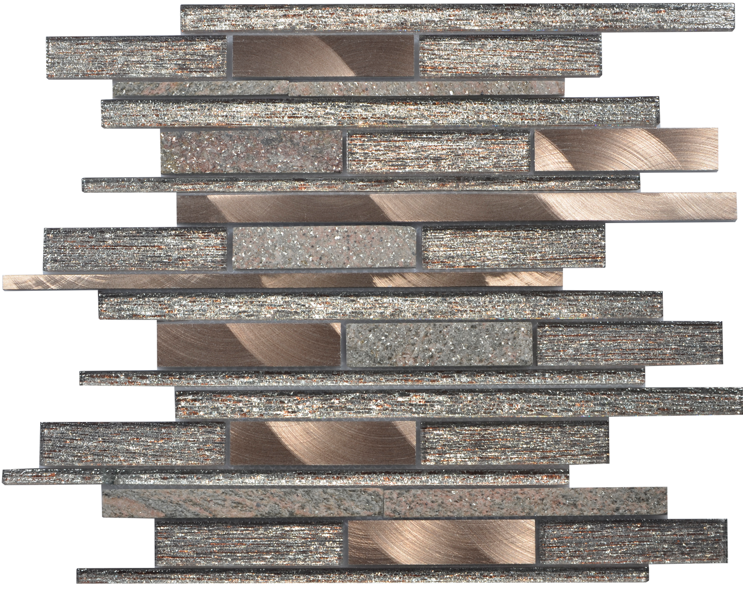 Mosaic Glass - Linear, Copper/Graphite, 300x300