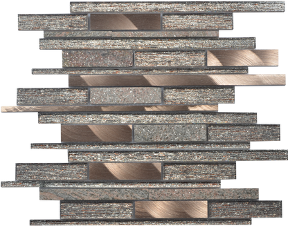 Mosaic Glass - Linear, Copper/Graphite, 300x300