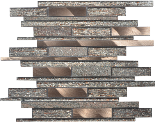 Mosaic Glass - Linear, Copper/Graphite, 300x300