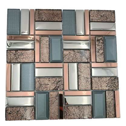 Mosaic Glass - Glass/Stone/Metal Blend, Square, Mercury, 300x300