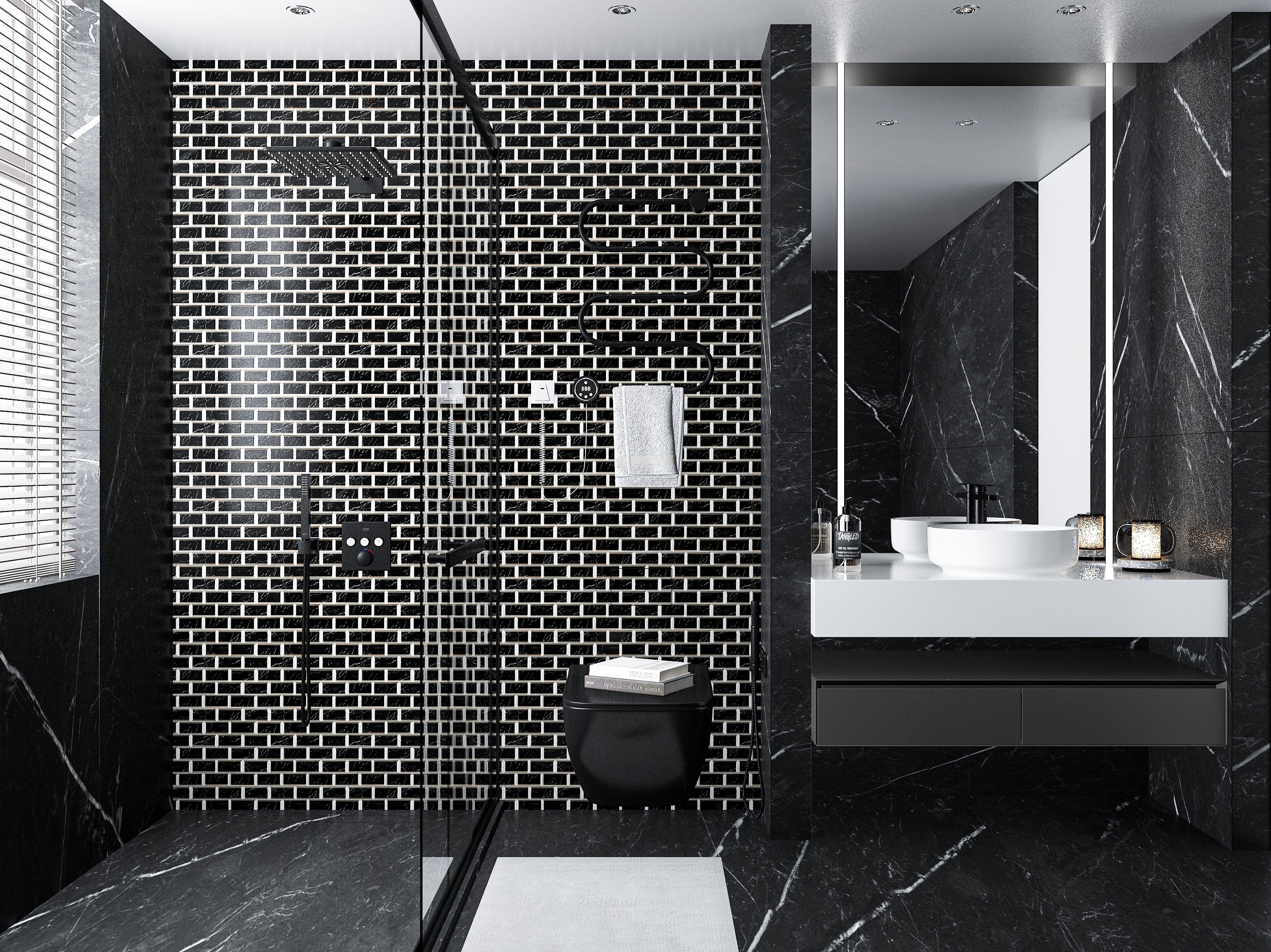 Obsidian Chisel Mosaic Glass - Metro, Obsidian, 300x300 – Chisel & Spout