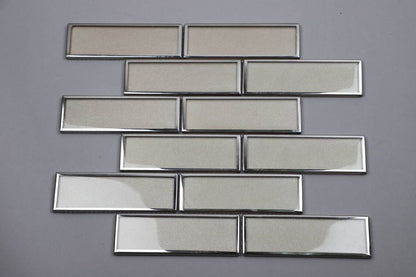 Mosaic Glass - Metro, Coffee w Silver Border, 300x300