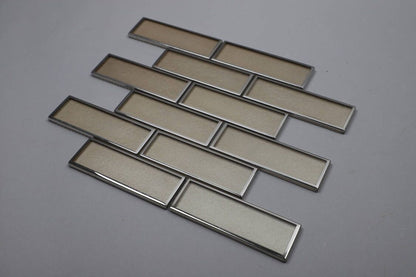 Mosaic Glass - Metro, Coffee w Silver Border, 300x300