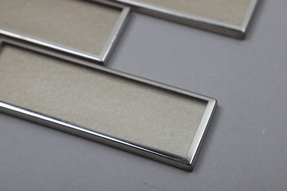Mosaic Glass - Metro, Coffee w Silver Border, 300x300