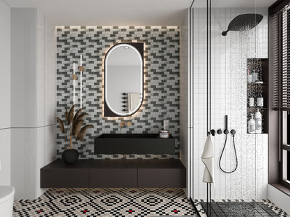 Mosaic Glass - Linear, Grey/Graphite, 300x300