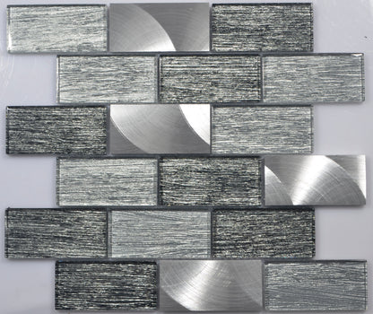 Mosaic Glass - Linear, Grey/Graphite, 300x300