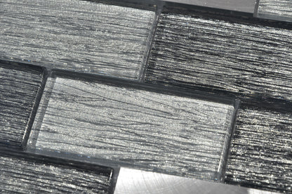 Mosaic Glass - Linear, Grey/Graphite, 300x300