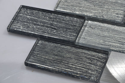 Mosaic Glass - Linear, Grey/Graphite, 300x300