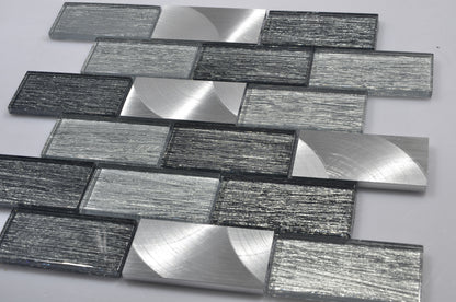Mosaic Glass - Linear, Grey/Graphite, 300x300