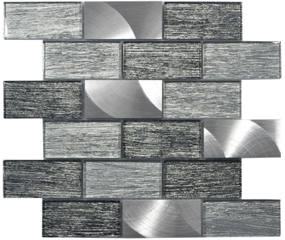 Mosaic Glass - Linear, Grey/Graphite, 300x300