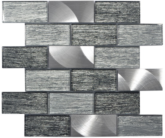 Mosaic Glass - Linear, Grey/Graphite, 300x300