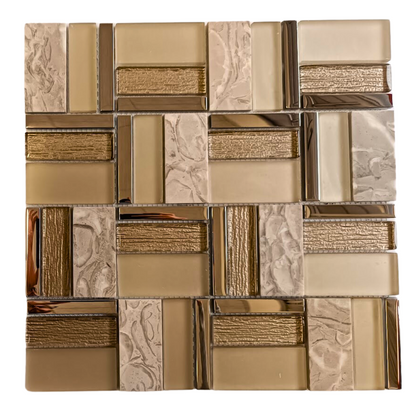 Mosaic Glass - Glass/Stone/Metal Blend, Square, Pluto, 300x300 - 48mm