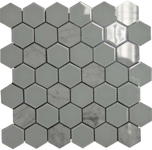 Mosaic Stone & Glass Blend - HEX, Salton, Medium, 305x261 - 48mm