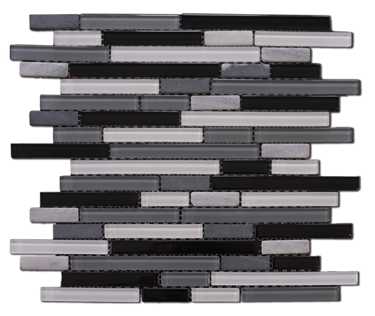Mosaic Glass - Linear Variety, Grey Mix, 300x300