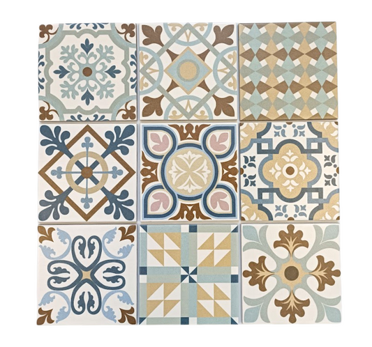 Tile Deco - Casablanca, 70 Unique Tiles, 200x200mm (Box of 30, 1.2 SQM)