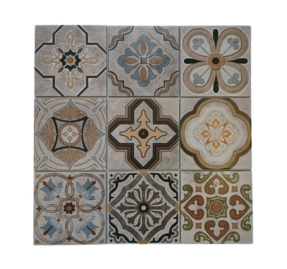 Tile Deco - Moroccan Sunset, 16 Unique Tiles, 200x200mm (Box of 30, 1.2 SQM)