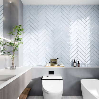 Tile Subway - Glazed, White, 300x75mm (Box of 44, 1 SQM)