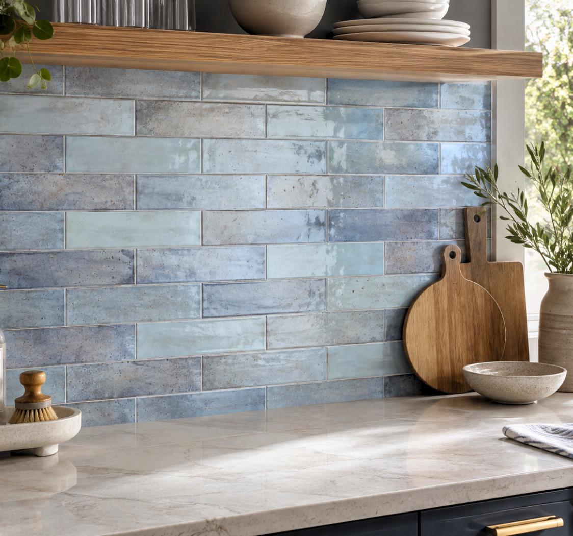 Tile Subway - Gloss, Horizon Lagoon, 300x75mm (Box of 44, 1.1 SQM)