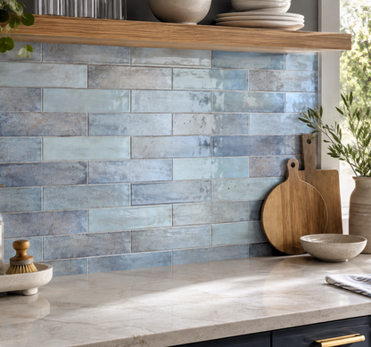 Tile Subway - Gloss, Horizon Lagoon, 300x75mm (Box of 44, 1.1 SQM)