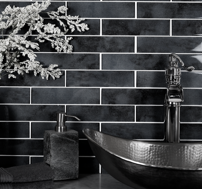 Tile Subway - Gloss, Carbon Black, 300 - 75mm (Box of 50, 1.1 SQM)