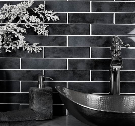 Tile Subway - Gloss, Carbon Black, 300 - 75mm (Box of 50, 1.1 SQM)