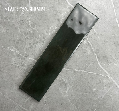 Tile Subway - Gloss, Carbon Black, 300 - 75mm (Box of 50, 1.1 SQM)