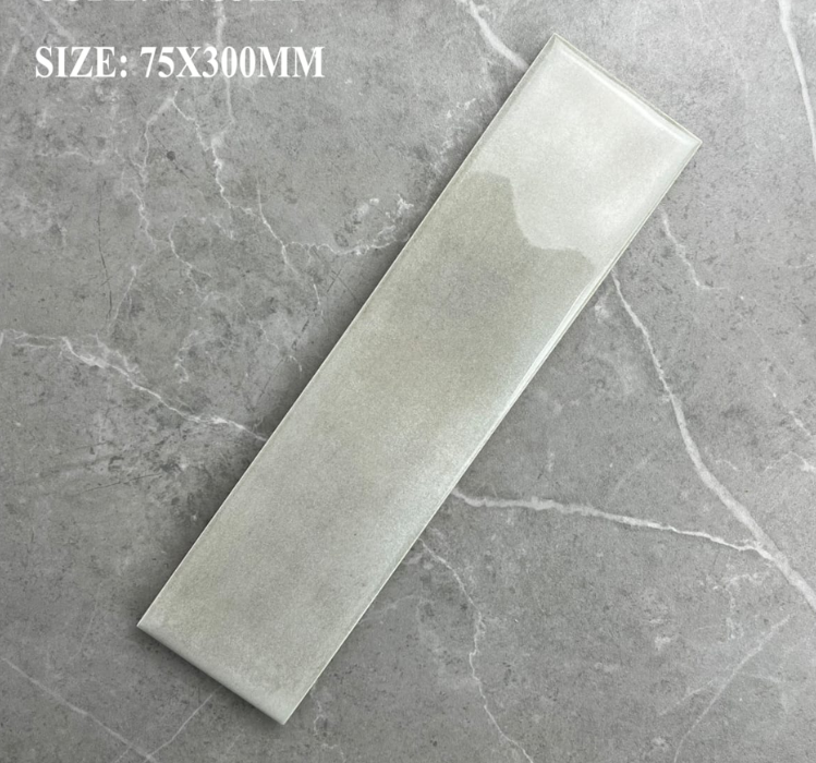 Tile Subway - Gloss, Cloud Grey, 300 - 75mm (Box of 50, 1.1 SQM)