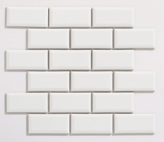 Mosaic Porcelain - Glazed, Metro White Bevelled, Gloss, 300x300 - 95mm
