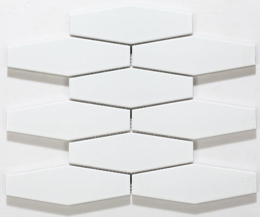 Mosaic Porcelain - Glazed, White Diamond, Gloss, 195mm