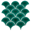 Mosaic Porcelain - Glazed, Fans, Pine Green, 73mm