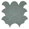 Mosaic Porcelain - Glazed, Fans, Sage Grey, 73mm