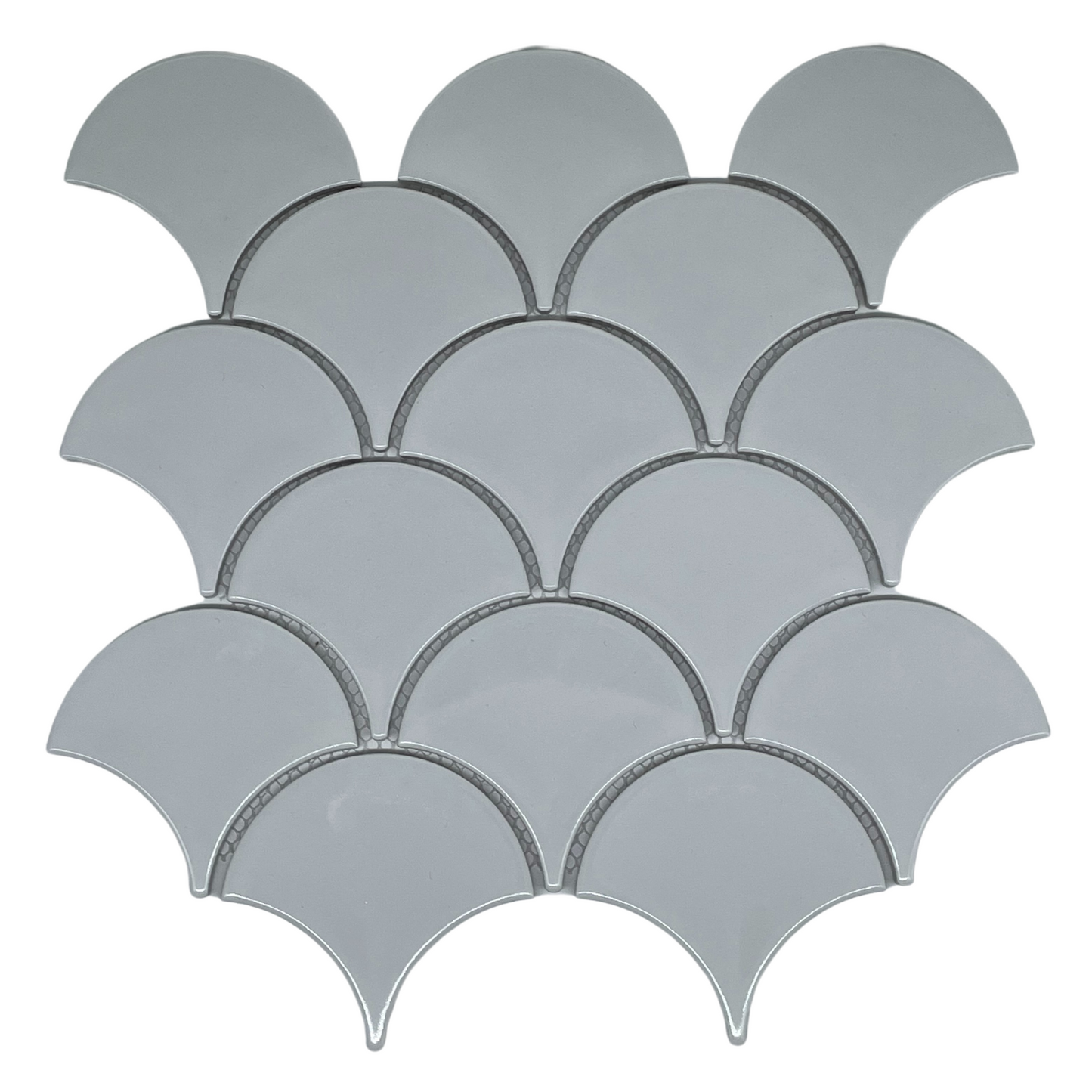 Mosaic Porcelain - Glazed, Fans, White, 73mm