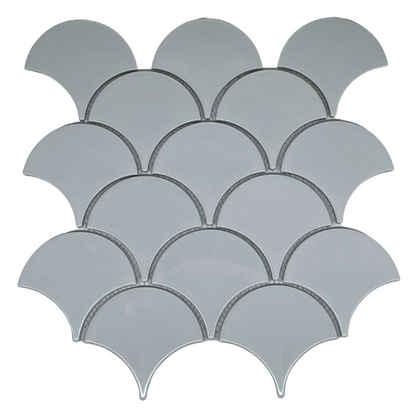Mosaic Porcelain - Glazed, Fans, White, 73mm