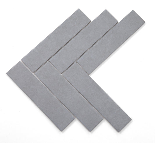 Mosaic Porcelain - Glazed, White, Herringbone, Matt, 300x300 - 180mm
