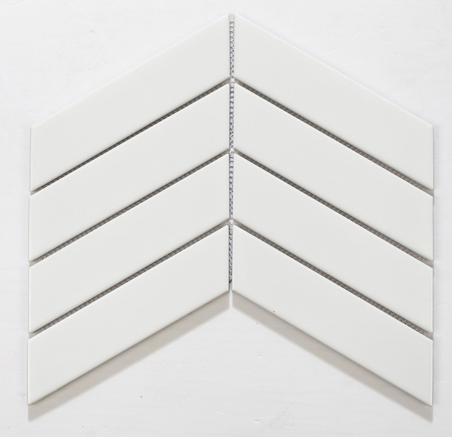 Mosaic Porcelain - Glazed, White, Herringbone, Matt, 300x300 - 180mm