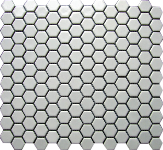 Mosaic Porcelain - HEX, White, Gloss, Small, 300x300 - 23mm