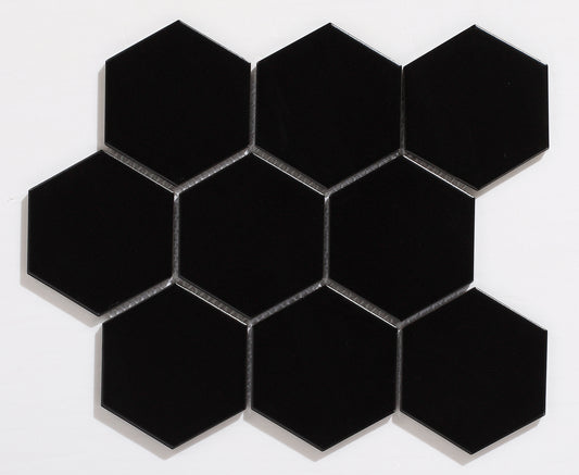Mosaic Porcelain - HEX, Black, Matt, Large, 300x300 - 95mm