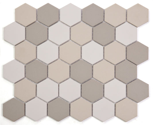 Mosaic Porcelain - HEX, Beige Mix, Matt, Medium, 300x300 - 51mm