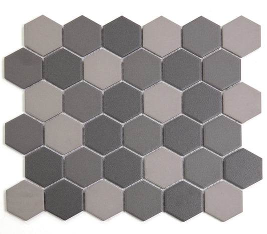 Mosaic Porcelain - HEX, Dark Mix, Matt, Medium, 300x300 - 51mm