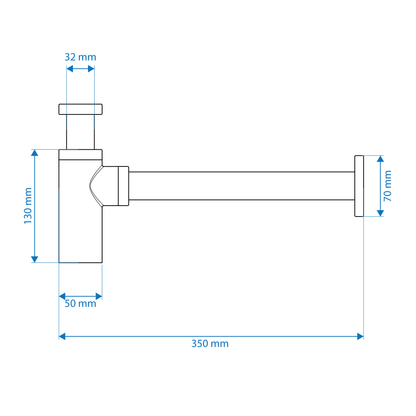 Bottle Trap - Plastic, Chrome Plated Finish, 32mm