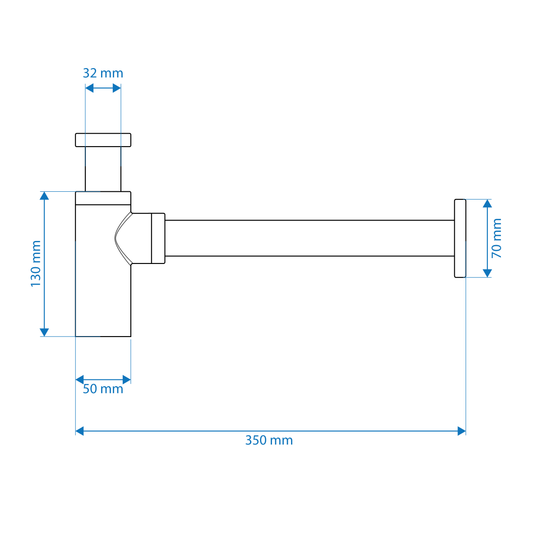Bottle Trap - Plastic, Chrome Plated Finish, 32mm