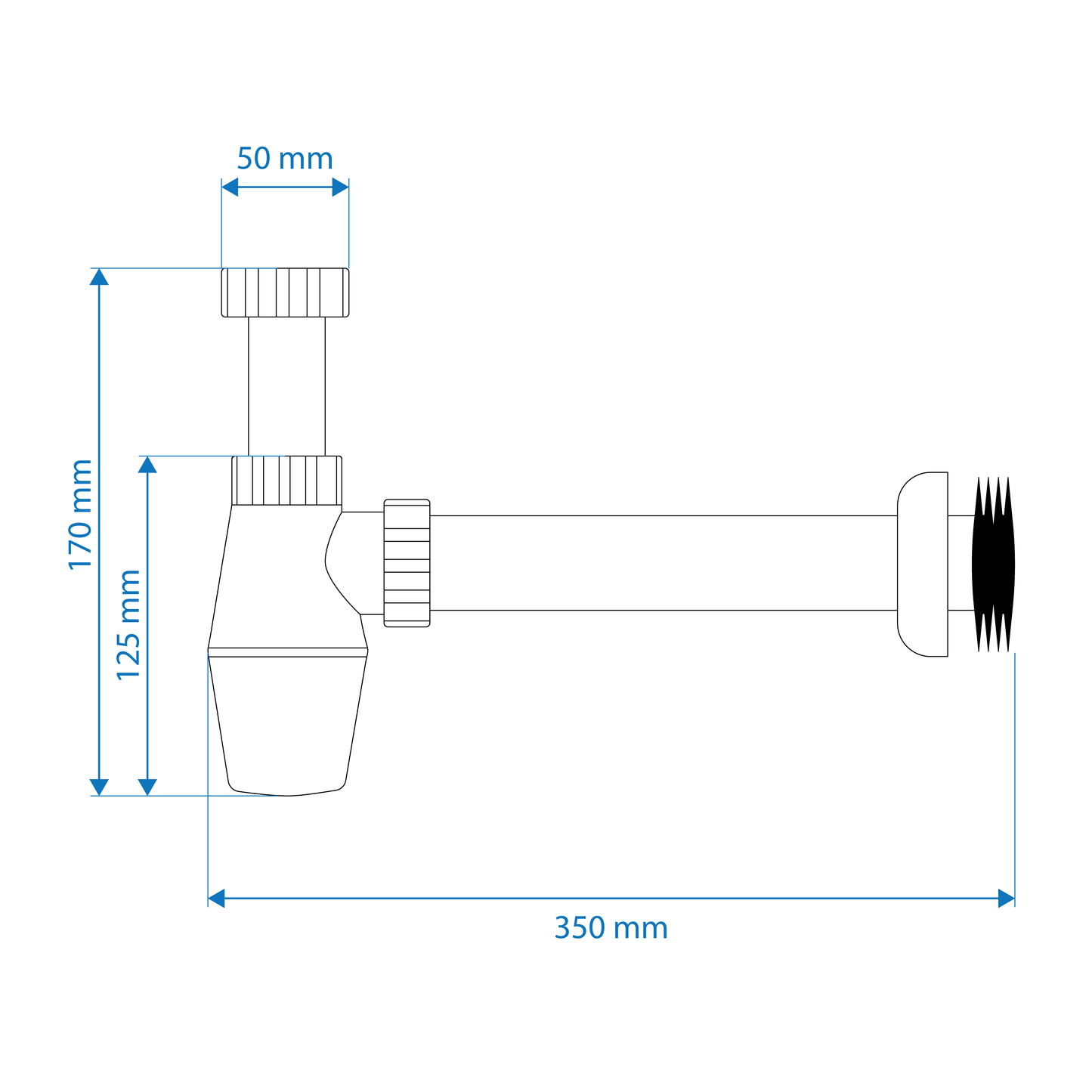 Bottle Trap - Plastic, White Finish, 32mm/40mm