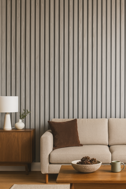 Wood Polymer Composite (WPC) Panels – Striped Grey Anthracite, 2700x200mm (Box of 14, 7.56m² per box)