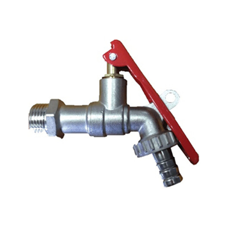 Tap Hosebib Ballcock - Lockable, 1/2"x3/4", Nickle Plated