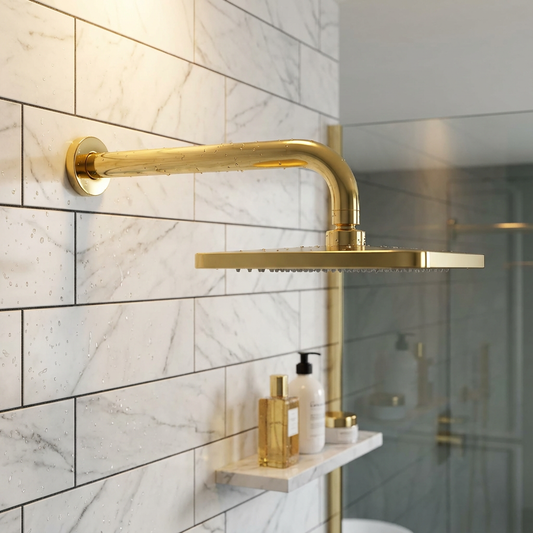 Shower Rose - Stainless Steel Square 8", Brushed Gold Finish