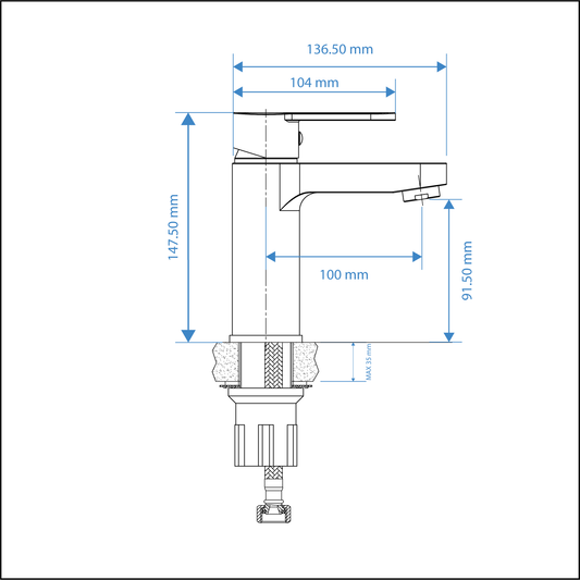 Basin Mixer – Aquarius Premium Icon Range, Matt Black Finish