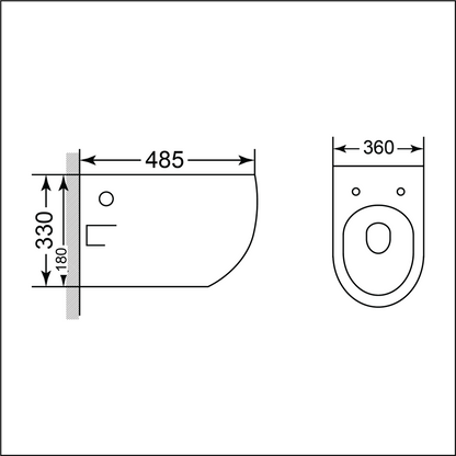 Wall-Hung Pan Ash – Square, Matt Black, Icon Premium Range